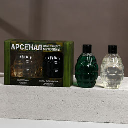 Подарочный набор Арсенал настоящего мужчины, гель для душа 300 мл и шампунь для волос 300 мл, HARD LINE