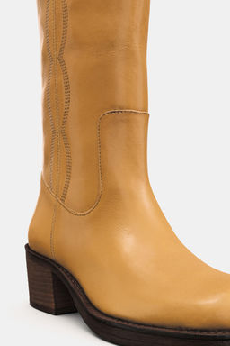 LEATHER TOPSTITCHED BOOTS - Zara фото 15
