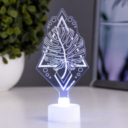 Светильник 3D ночник RISALUX «Монстера», LED RGB 6 цветов, от батареек 3хLR1130 6×11 см