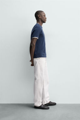 CAMISETA LINO - ALGOD?N / Azul - Zara фото 4