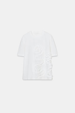 CAMISETA FLOR VOLUMEN / Blanco - Zara фото 6