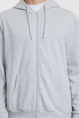 Gri Melanj Regular/Normal Kesim Fermuarl? Kapusonlu Basic Sweatshirt TMNAW25SW00114 - Trendyolmilla фото 3