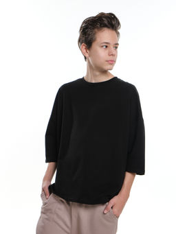 Футболка черная оверсайз 22-5270 черный - Mini maxi фото 5