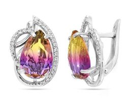 Серьги из серебра аметрин выращ., СПН4106