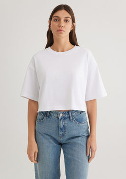 Beyaz Basic Tisort - Mavi фото 3