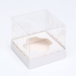 Коробка для пирожных с ложементом, белый,15×15×14 см