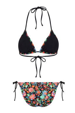 Cok Renkli Cicekli Ucgen Slip Normal Bel Kaps?z Bikini Tak?m? TBESS26BT00193 - Trendyolmilla фото 2