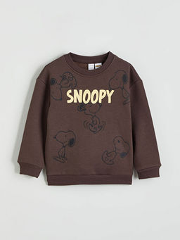 Bisiklet Yaka Snoopy Bask?l? Erkek ?ocuk Sweatshirt