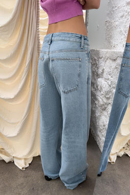 JEANS TRF EXTRA WIDE LEG TACHAS TIRO ALTO / Azul claro - Zara фото 4