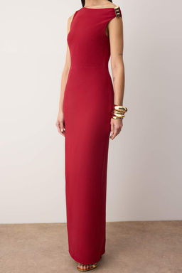 Siyah Duz Aksesuar Detayl? Dokuma Finike Maxi Abiye & Mezuniyet Elbisesi TPRAW26AE00004 - Trendyolmilla фото 8