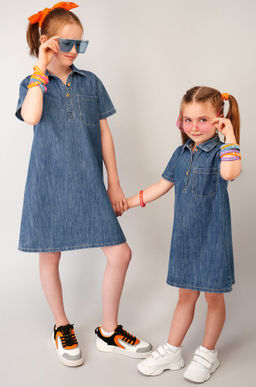 Джинсовое платье с коротким рукавом для девочки Happyfox