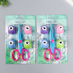 Набор для скрапбукинга «Средняя волна», ножницы фигурные 13.5 см+4 дырокола, d=1.2 см 11.2×18 см