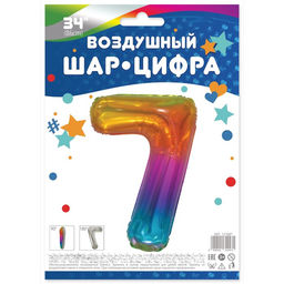 Шар фольгированный 34" «Цифра семь», мармеладный леденец, градиент