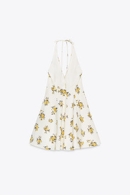 FLORAL PRINT HALTER MINI DRESS - Zara фото 13