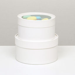 Набор 2 в 1 круглых коробок Белая с окном, 21 х 11 - 18 х 10 см - UPAK LAND фото 9