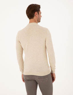 Krem Melanj Slim Fit _eyrek Yaka Basic Triko Kazak - Pierre cardin фото 5