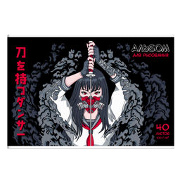 Альбом для рисования 40 л, арт. 66749 ДЕВУШКА С КАТАНОЙ /А4 блок - белый офсет 100 г/м?, обложка - п