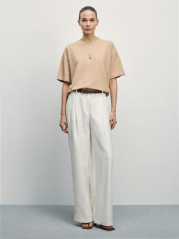 Футболка из плотного хлопка с контрастными швами / Zarina  фото 2