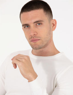 Ekru Slim Fit Bisiklet Yaka Basic Triko Kazak - Pierre cardin фото 3