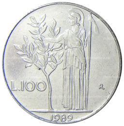 Монета 100 лир 1989 года Италия