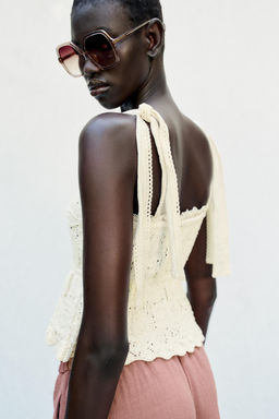TOP ROM?NTICO PUNTO LAZOS / Crudo / Beige - Zara фото 4