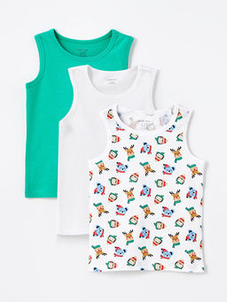 Bisiklet Yaka Bask?l? Erkek Bebek Atlet 3l?