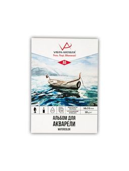 VISTA-ARTISTA WCPP-A5 Альбом для акварели 100% целлюлоза 300 г/м2 A5 21 х 14.8 см склейка с одной стороны 12 л. Шлюпка cold pressed / среднезернистая