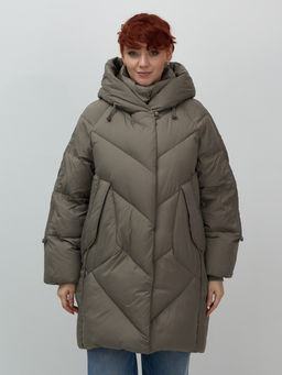 Пальто двубортная зимнее утепленное женское светло-коричневого цвета 7732SK - Visdeer фото 2