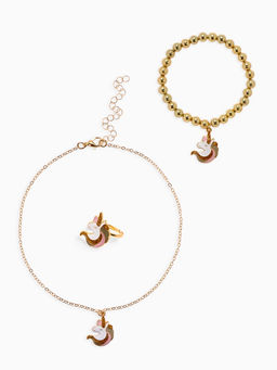 Набор детских украшений Выбражулька «Единороги», 3 предмета: кулон, браслет, кольцо, разноцветный в золоте