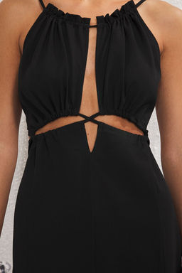 Trendyolmilla Siyah Dokuma Baglama Detayl? Plaj Elbise TBESS25EL00137  фото 3