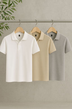 TRENDYOL MAN Siyah-Beyaz-Lacivert Regular/Normal Kesim 3lu Paket Polo Yaka T-shirt TMNSS25PO00047