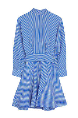 TRENDYOLMILLA Mavi Kusakl? Cizgili Mini Dokuma Gomlek Elbise TWOAW25EL00154  фото 11