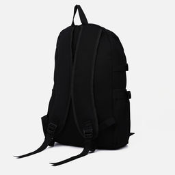 Рюкзак школьный из текстиля, 2 кармана, чёрный