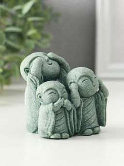 Сувенир песчаник "Статуя Дзидзо - не вижу, не слышу, не скажу" 5,8х7х7 см