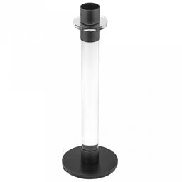 Подсвечник стеклянный "Стела" h24,5см, чаша металл д2,5см, h2см, металлическое нескользящее основание д8см, прозрачный/черный, в коробке (Китай)