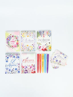 Подарочный набор, 5 ручек, 5 открыток, 5 блокнотов «С 8 марта»