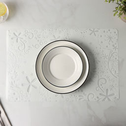 Цена за 12 шт. Салфетка сервировочная на стол «Цветочные узоры» , 42×28 см, цвет белый