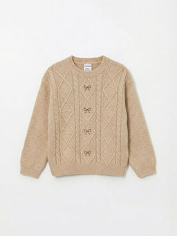 Fiyonk Nak??l? K?z Bebek Triko Kazak ve Pantolon