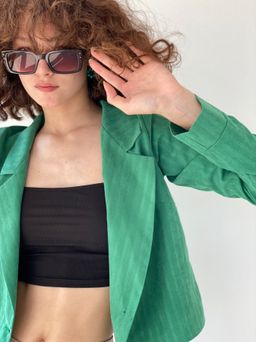 6793 Жакет укороченный двубортный в зелёном цвете - Martichelli фото 14