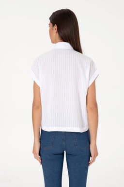 Kad_n Beyaz _izgili K_sa Kollu G_mlek Sepette S_rpriz _ndirim - U.s. polo assn фото 5