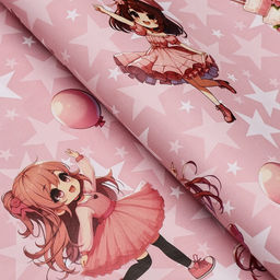 Цена за 10 шт. Бумага упаковочная двухсторонняя «Девочка и торт», глянец 100×70 см