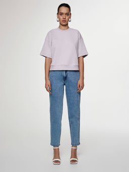 CONTE Комбинированная футболка из футера c вставками в рубчик LD 2573 lavender