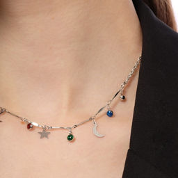 Чокер Полумесяц фазы луны, цветной в серебре, 35 см - Queen fair фото 7