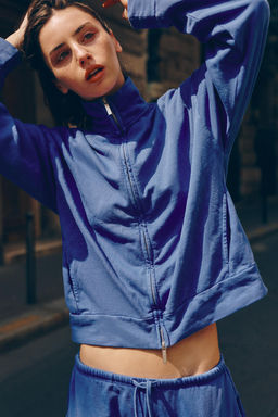 CHAQUETA ALGOD?N CREMALLERA / Azul?n