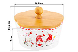Банка д/печенья 14,8*14,8*11,5 см 760 мл Весёлые гномики с деревянной крышкой - Elan gallery фото 14
