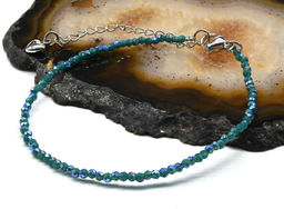 Браслет из циркона шарик граненый 2мм цвет лазурный, 19см