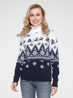 Свитер женский 202-4005. 189/293 т.синий/белый