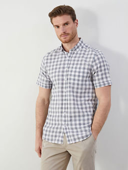 Regular Fit K?sa Kollu Ekose Erkek G?mlek