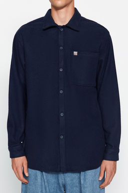 TRENDYOL MAN Lacivert Oversize Fit Gomlek Yaka Etiket Detayl? Kase Gomlek TMNAW24GO00015 - Trendyolmilla фото 5