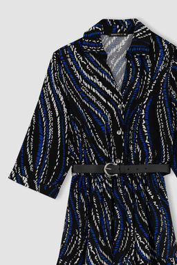 Платье миди с воротником-рубашкой и узором до половины рукава - Defacto фото 9